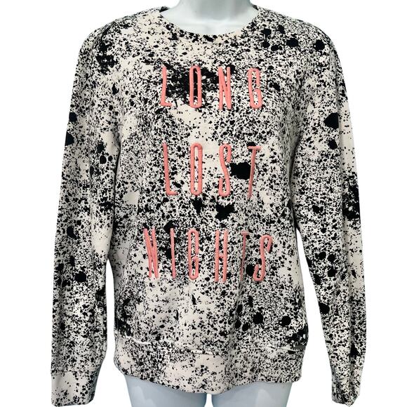 Guess Long Lost Nights Paint Splatter Black White Pink Crew Neck Sweatshirt XS - Picture 1 of 9